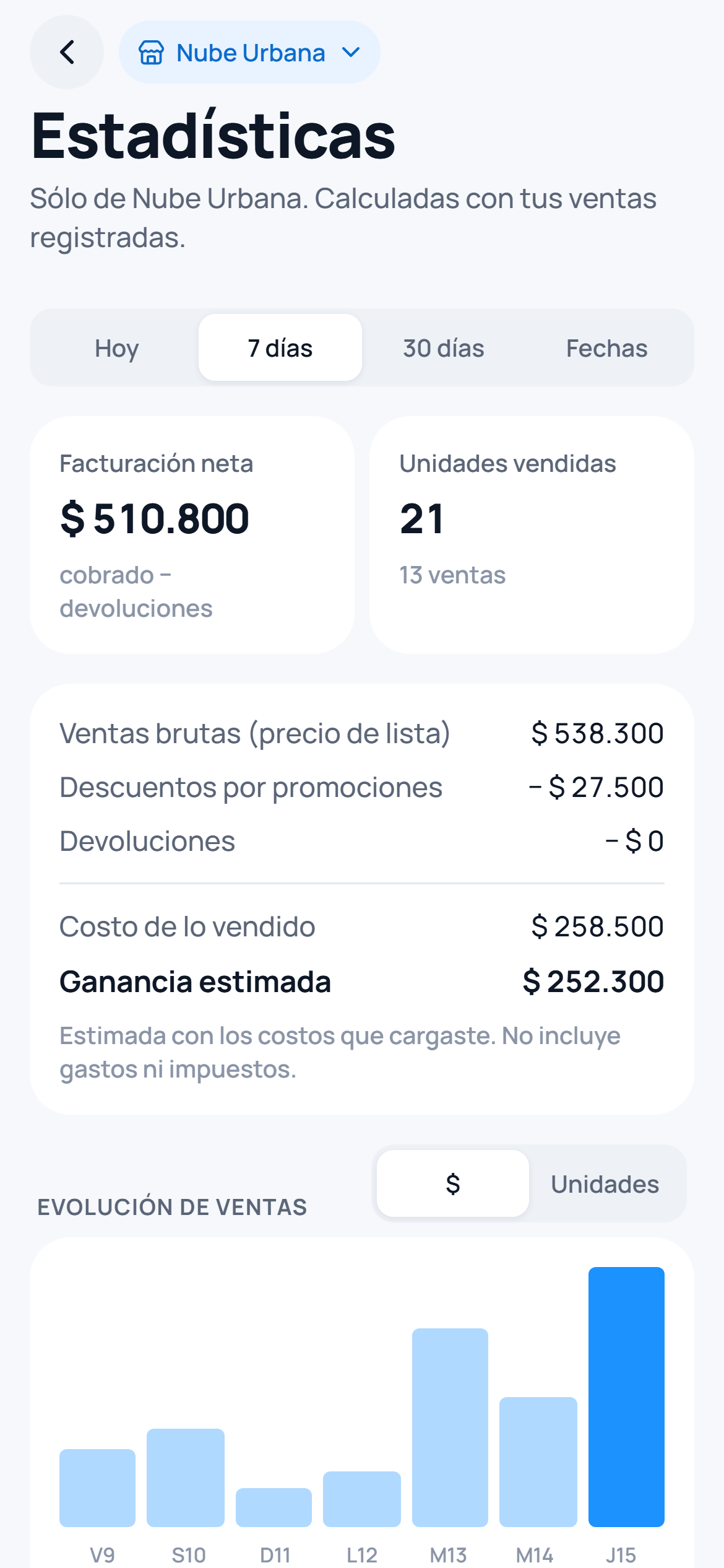 Pantalla de Invera: Números